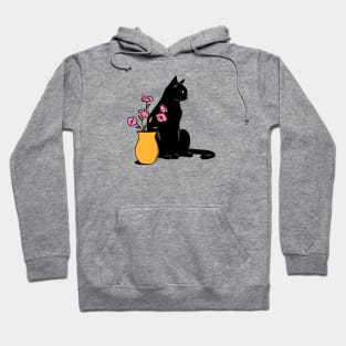 Playful Black Cat in beige Hoodie